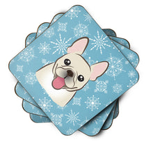 Load image into Gallery viewer, Snowflake French Bulldog Coasters - Set of 4 Lightweight Foam, Absorbent Drink Coasters BB1672FC