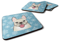 Load image into Gallery viewer, Snowflake French Bulldog Coasters - Set of 4 Lightweight Foam, Absorbent Drink Coasters BB1672FC