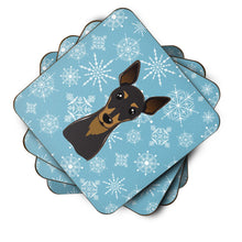 Load image into Gallery viewer, Snowflake Min Pin Coasters - Set of 4 Lightweight Foam, Absorbent Drink Coasters BB1674FC