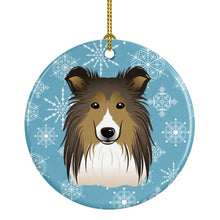 Load image into Gallery viewer, Snowflake Sheltie Ornament - Round Ceramic Ornament – Artist-Designed Keepsake Decoration BB1676CO1