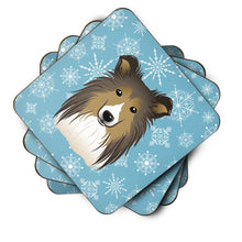 Load image into Gallery viewer, Snowflake Sheltie Coasters - Set of 4 Lightweight Foam, Absorbent Drink Coasters BB1676FC