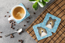 Load image into Gallery viewer, Snowflake Sheltie Coasters - Set of 4 Lightweight Foam, Absorbent Drink Coasters BB1676FC