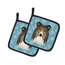 Load image into Gallery viewer, Snowflake Sheltie Pot Holders - Set of 2 - Heat-Resistant Kitchen Essentials BB1676PTHD