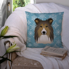 Load image into Gallery viewer, Snowflake Sheltie Throw Pillow - 14x14 Decorative Pillow – Art for Your Home &amp; Patio BB1676PW1414