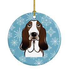 Load image into Gallery viewer, Snowflake Basset Hound Ornament - Round Ceramic Ornament – Artist-Designed Keepsake Decoration BB1677CO1