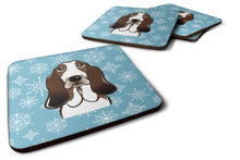 Load image into Gallery viewer, Snowflake Basset Hound Coasters - Set of 4 Lightweight Foam, Absorbent Drink Coasters BB1677FC