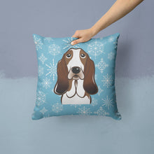 Load image into Gallery viewer, Snowflake Basset Hound Throw Pillow - 14x14 Decorative Pillow – Art for Your Home &amp; Patio BB1677PW1414
