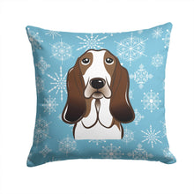 Load image into Gallery viewer, Snowflake Basset Hound Throw Pillow - 14x14 Decorative Pillow – Art for Your Home &amp; Patio BB1677PW1414