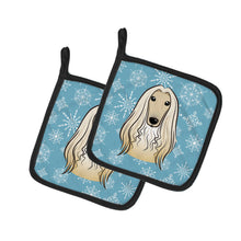 Load image into Gallery viewer, Snowflake Afghan Hound Pot Holders - Set of 2 - Heat-Resistant Kitchen Essentials BB1678PTHD