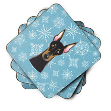 Load image into Gallery viewer, Snowflake Doberman Coasters - Set of 4 Lightweight Foam, Absorbent Drink Coasters BB1679FC