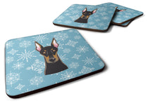Load image into Gallery viewer, Snowflake Doberman Coasters - Set of 4 Lightweight Foam, Absorbent Drink Coasters BB1679FC