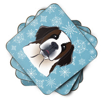 Load image into Gallery viewer, Snowflake Saint Bernard Coasters - Set of 4 Lightweight Foam, Absorbent Drink Coasters BB1680FC