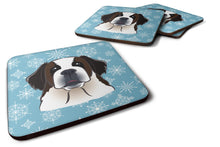Load image into Gallery viewer, Snowflake Saint Bernard Coasters - Set of 4 Lightweight Foam, Absorbent Drink Coasters BB1680FC