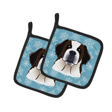 Load image into Gallery viewer, Snowflake Saint Bernard Pot Holders - Set of 2 - Heat-Resistant Kitchen Essentials BB1680PTHD
