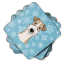 Load image into Gallery viewer, Snowflake Wire Haired Fox Terrier Coasters - Set of 4 Lightweight Foam, Absorbent Drink Coasters BB1681FC