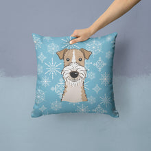 Load image into Gallery viewer, Snowflake Wire Haired Fox Terrier Throw Pillow - 14x14 Decorative Pillow – Art for Your Home &amp; Patio BB1681PW1414