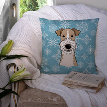 Load image into Gallery viewer, Snowflake Wire Haired Fox Terrier Throw Pillow - 14x14 Decorative Pillow – Art for Your Home &amp; Patio BB1681PW1414