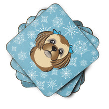 Load image into Gallery viewer, Snowflake Chocolate Brown Shih Tzu Coasters - Set of 4 Lightweight Foam, Absorbent Drink Coasters BB1683FC