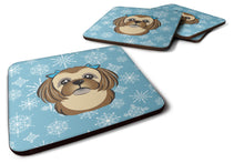 Load image into Gallery viewer, Snowflake Chocolate Brown Shih Tzu Coasters - Set of 4 Lightweight Foam, Absorbent Drink Coasters BB1683FC