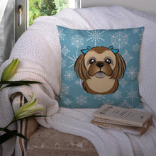 Load image into Gallery viewer, Snowflake Chocolate Brown Shih Tzu Throw Pillow - 14x14 Decorative Pillow – Art for Your Home &amp; Patio BB1683PW1414