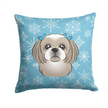 Load image into Gallery viewer, Snowflake Gray Silver Shih Tzu Throw Pillow - 14x14 Decorative Pillow – Art for Your Home &amp; Patio BB1684PW1414