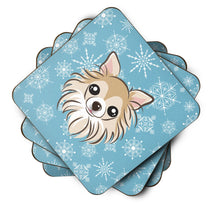 Load image into Gallery viewer, Snowflake Chihuahua Coasters - Set of 4 Lightweight Foam, Absorbent Drink Coasters BB1685FC