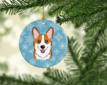 Load image into Gallery viewer, Snowflake Red Corgi Ornament - Round Ceramic Ornament – Artist-Designed Keepsake Decoration BB1688CO1