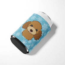 Load image into Gallery viewer, Snowflake Chocolate Brown Poodle Can or Bottle Hugger BB1690CC