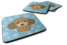 Load image into Gallery viewer, Snowflake Chocolate Brown Poodle Coasters - Set of 4 Lightweight Foam, Absorbent Drink Coasters BB1690FC
