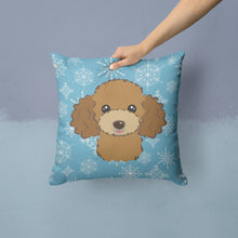 Load image into Gallery viewer, Snowflake Chocolate Brown Poodle Throw Pillow - 14x14 Decorative Pillow – Art for Your Home &amp; Patio BB1690PW1414