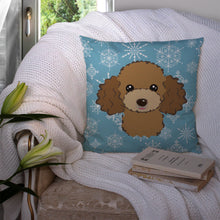 Load image into Gallery viewer, Snowflake Chocolate Brown Poodle Throw Pillow - 14x14 Decorative Pillow – Art for Your Home &amp; Patio BB1690PW1414
