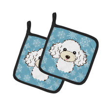 Load image into Gallery viewer, Snowflake White Poodle Pot Holders - Set of 2 - Heat-Resistant Kitchen Essentials BB1691PTHD