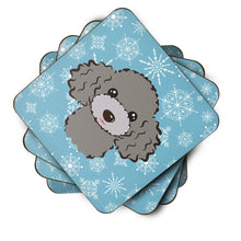 Load image into Gallery viewer, Snowflake Silver Gray Poodle Coasters - Set of 4 Lightweight Foam, Absorbent Drink Coasters BB1693FC