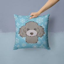 Load image into Gallery viewer, Snowflake Silver Gray Poodle Throw Pillow - 14x14 Decorative Pillow – Art for Your Home &amp; Patio BB1693PW1414