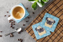 Load image into Gallery viewer, Snowflake Fawn Pug Coasters - Set of 4 Lightweight Foam, Absorbent Drink Coasters BB1696FC