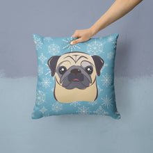 Load image into Gallery viewer, Snowflake Fawn Pug Throw Pillow - 14x14 Decorative Pillow – Art for Your Home &amp; Patio BB1696PW1414