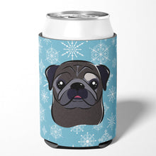 Load image into Gallery viewer, Snowflake Black Pug Can or Bottle Hugger BB1697CC