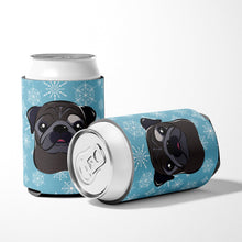 Load image into Gallery viewer, Snowflake Black Pug Can or Bottle Hugger BB1697CC