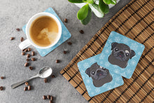 Load image into Gallery viewer, Snowflake Black Pug Coasters - Set of 4 Lightweight Foam, Absorbent Drink Coasters BB1697FC