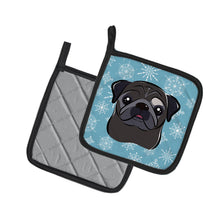 Load image into Gallery viewer, Snowflake Black Pug Pot Holders - Set of 2 - Heat-Resistant Kitchen Essentials BB1697PTHD