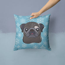 Load image into Gallery viewer, Snowflake Black Pug Throw Pillow - 14x14 Decorative Pillow – Art for Your Home &amp; Patio BB1697PW1414
