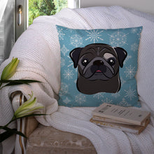 Load image into Gallery viewer, Snowflake Black Pug Throw Pillow - 14x14 Decorative Pillow – Art for Your Home &amp; Patio BB1697PW1414