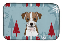Load image into Gallery viewer, Winter Holiday Jack Russell Terrier Dish Drying Mat – Absorbent, Artistic Kitchen Essentials BB1698DDM