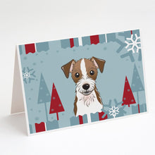 Load image into Gallery viewer, Winter Holiday Jack Russell Terrier Greeting Cards -  Blank Note Cards – 8-Pack of Artist-Designed Cards with Envelopes