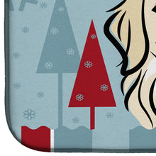 Load image into Gallery viewer, Winter Holiday Golden Retriever Dish Drying Mat – Absorbent, Artistic Kitchen Essentials BB1701DDM