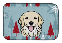Load image into Gallery viewer, Winter Holiday Golden Retriever Dish Drying Mat – Absorbent, Artistic Kitchen Essentials BB1701DDM
