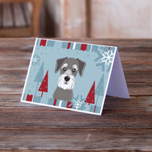 Load image into Gallery viewer, Winter Holiday Schnauzer Greeting Cards -  Blank Note Cards – 8-Pack of Artist-Designed Cards with Envelopes