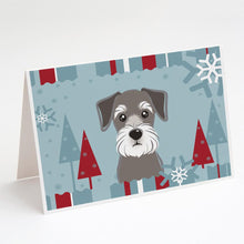 Load image into Gallery viewer, Winter Holiday Schnauzer Greeting Cards -  Blank Note Cards – 8-Pack of Artist-Designed Cards with Envelopes