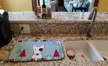 Load image into Gallery viewer, Winter Holiday Bull Terrier Dish Drying Mat – Absorbent, Artistic Kitchen Essentials BB1705DDM