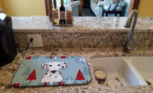 Load image into Gallery viewer, Winter Holiday Dalmatian Dish Drying Mat – Absorbent, Artistic Kitchen Essentials BB1706DDM